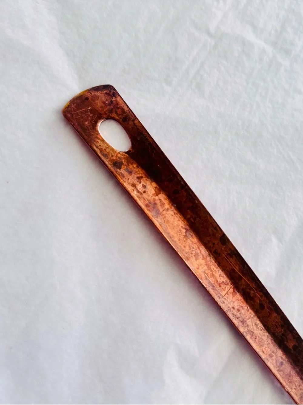 VINTAGE 14” Copper Tone Slotted Serving Spoon